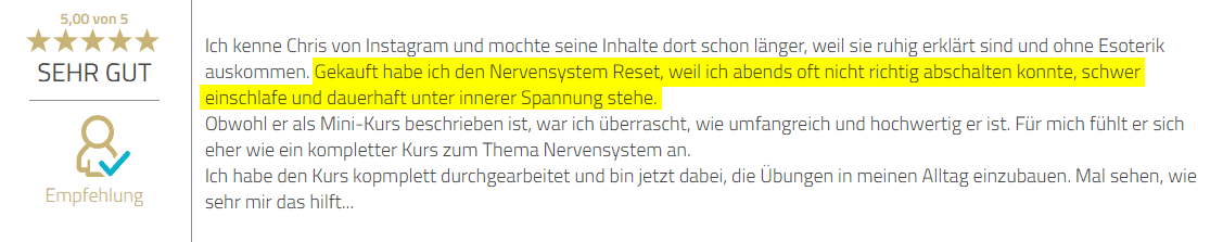 Bewertung Nervensyytem Reset Bewertung Nervensyytem Reset